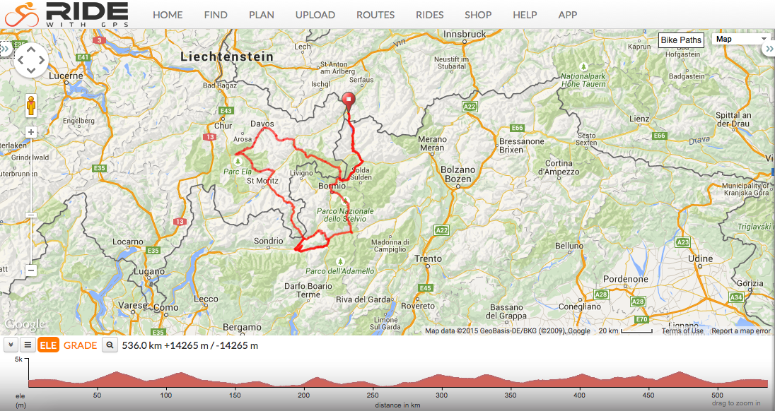 rata ridewithgps map